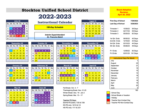SUSD Calendar